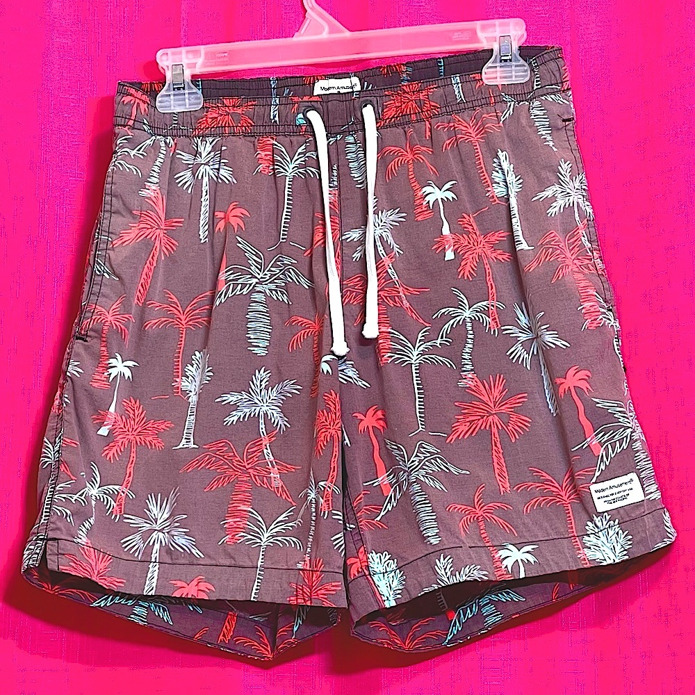 MODERN AMUSEMENT PALM TREE SWIM TRUNKS SIZE S